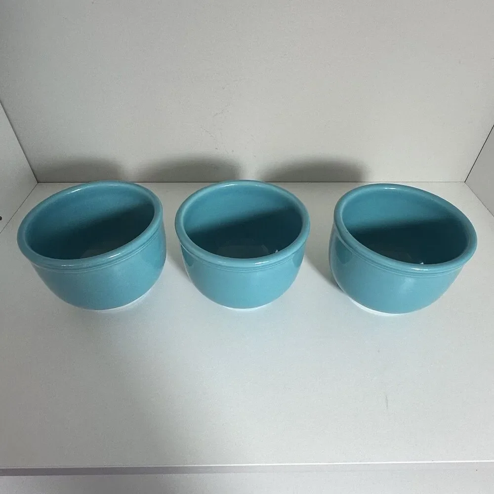 Lot of 3 Fiesta Ware Chili Bowl Turquoise Fiestaware Soup Homer Laughlin